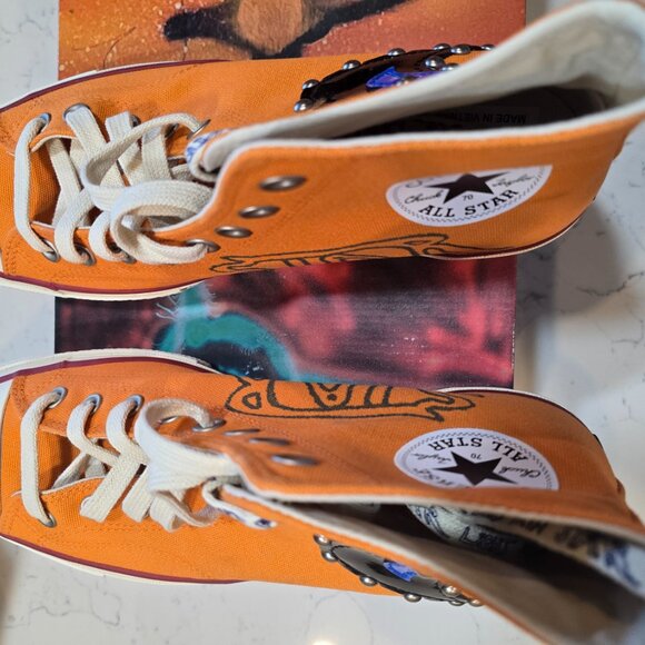 2022 Converse Come Tees x Chuck 70 High 'Star Light Path' Sun Orange MENS 10 NEW - Picture 6 of 14